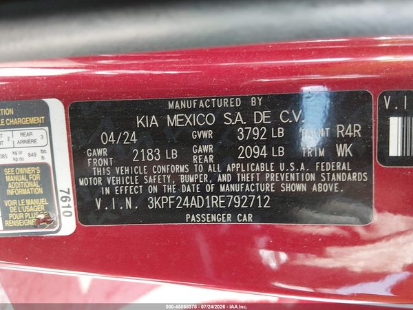2024 KIA FORTE LXS