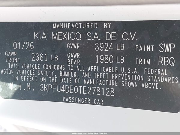 2026 KIA K4 EX