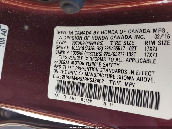 2016 HONDA CR-V EX