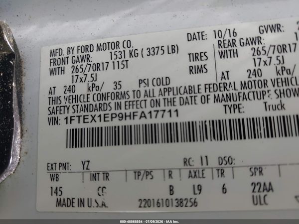 2017 FORD F-150 XL