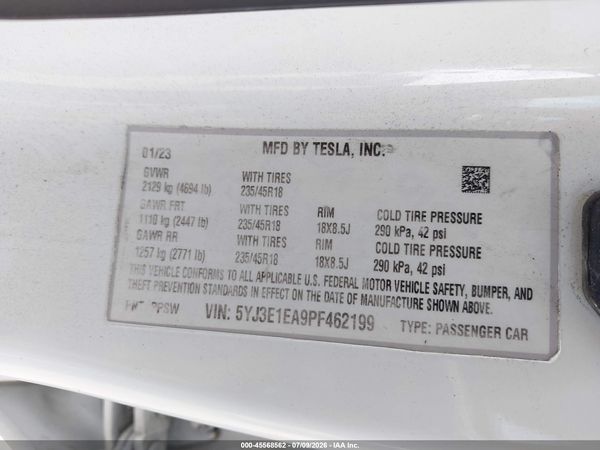 2023 TESLA MODEL 3 REAR-WHEEL DRIVE