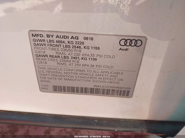 2017 AUDI Q3 2.0T PREMIUM