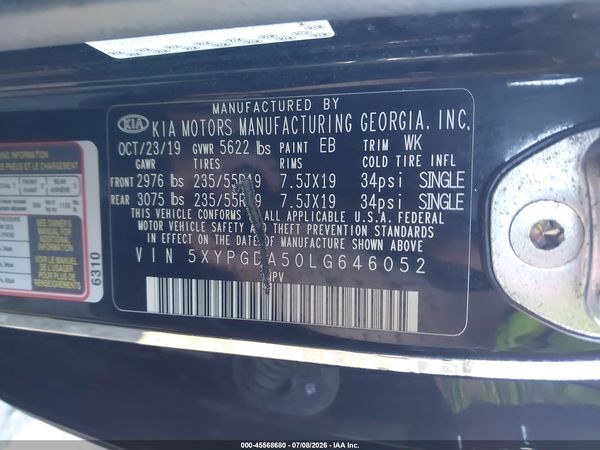 2020 KIA SORENTO 3.3L S