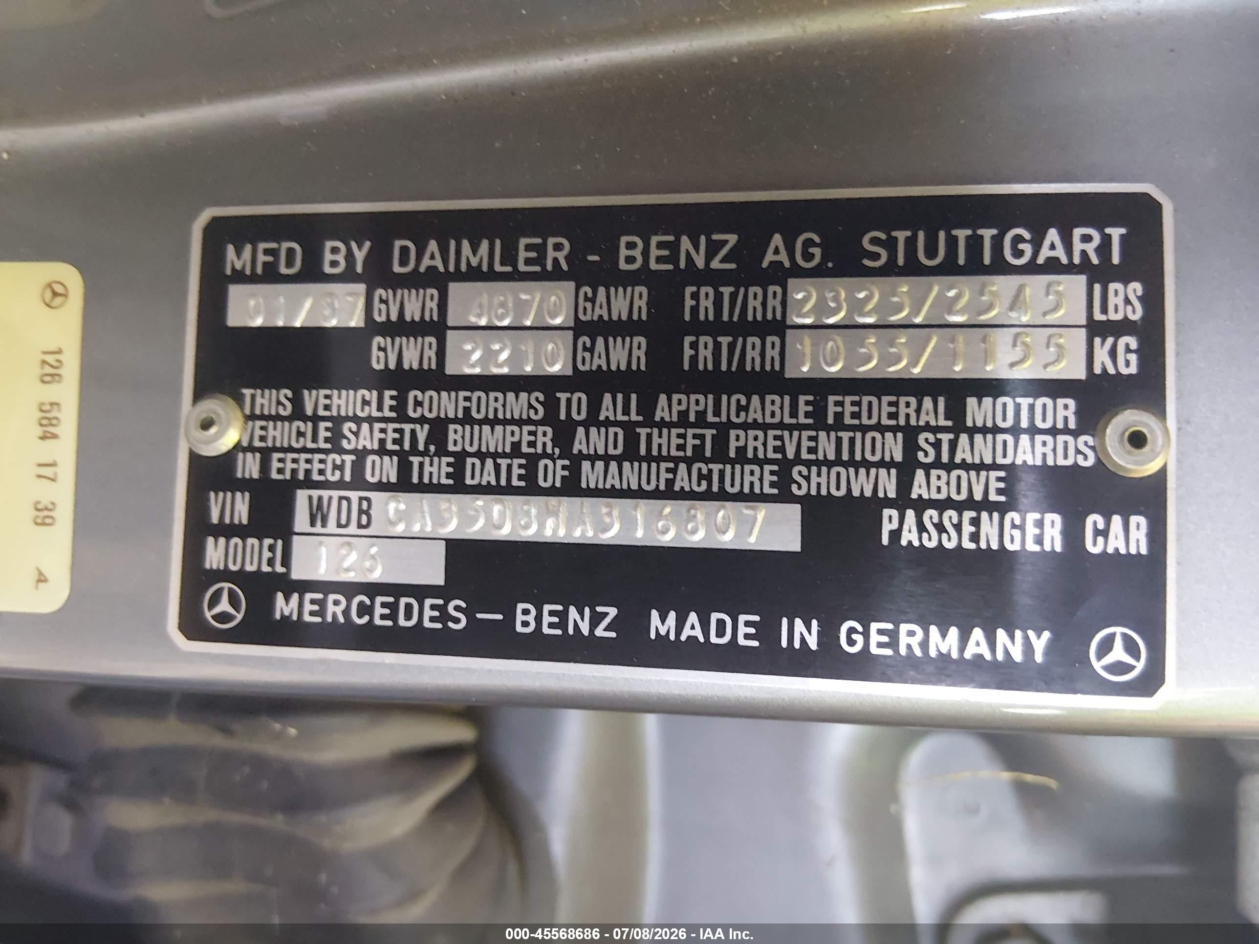 1987 MERCEDES-BENZ 420 420SEL
