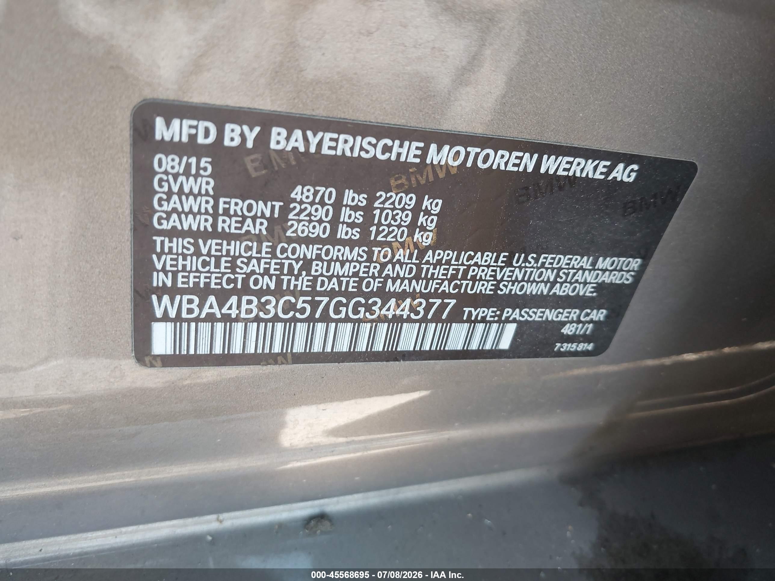 2016 BMW 435I GRAN COUPE XDRIVE