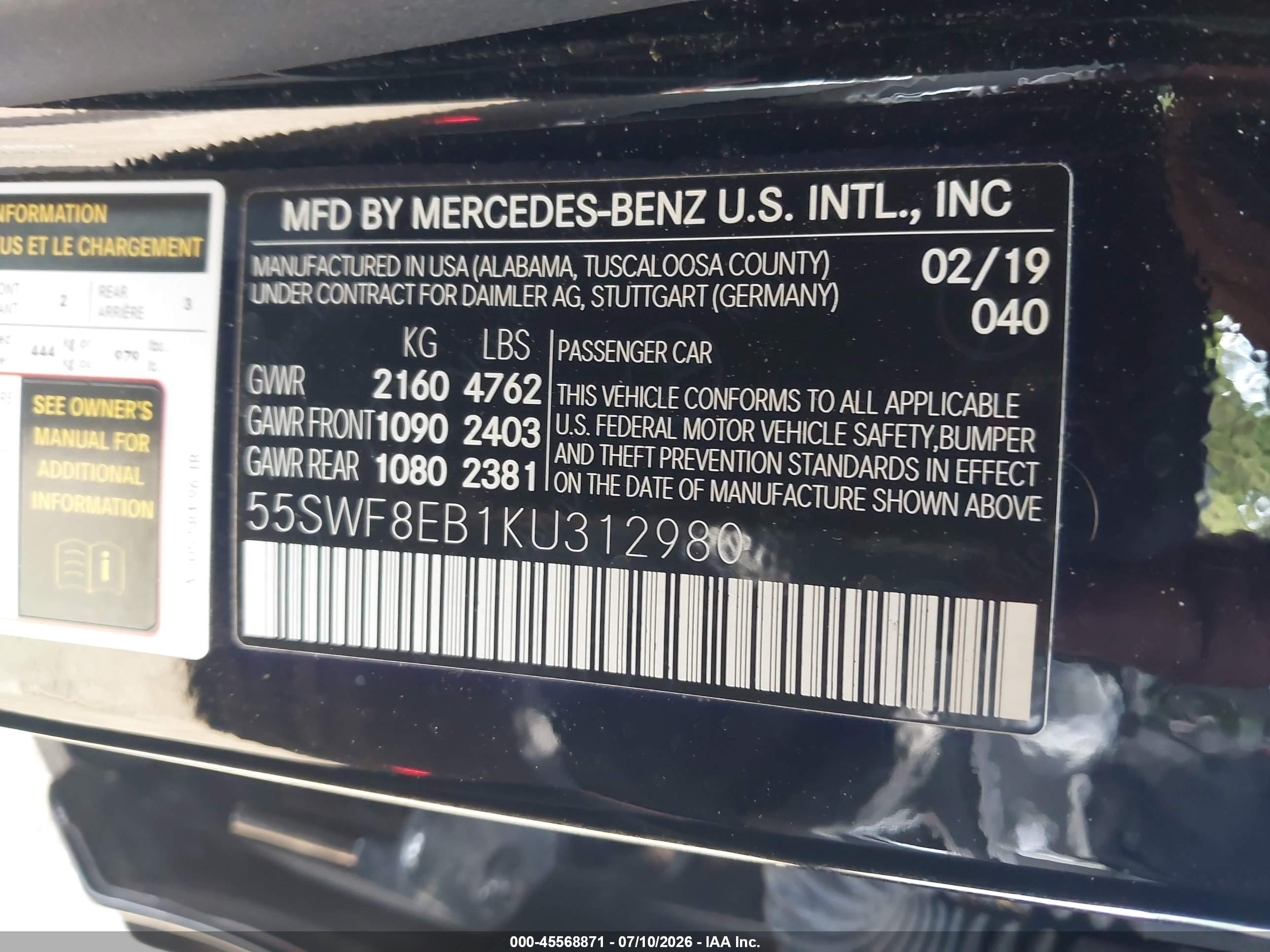 2019 MERCEDES-BENZ C 300 4MATIC