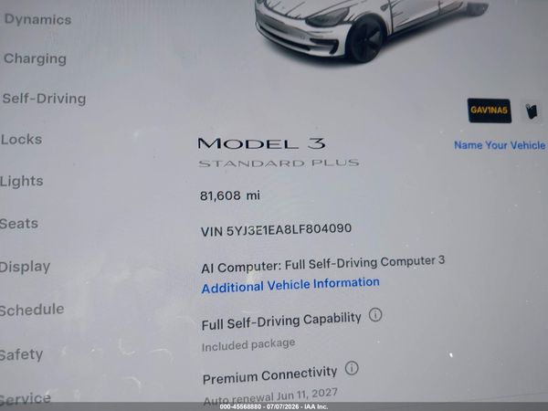 2020 TESLA MODEL 3