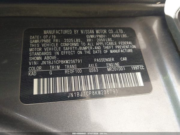 2019 NISSAN ROGUE SPORT SV