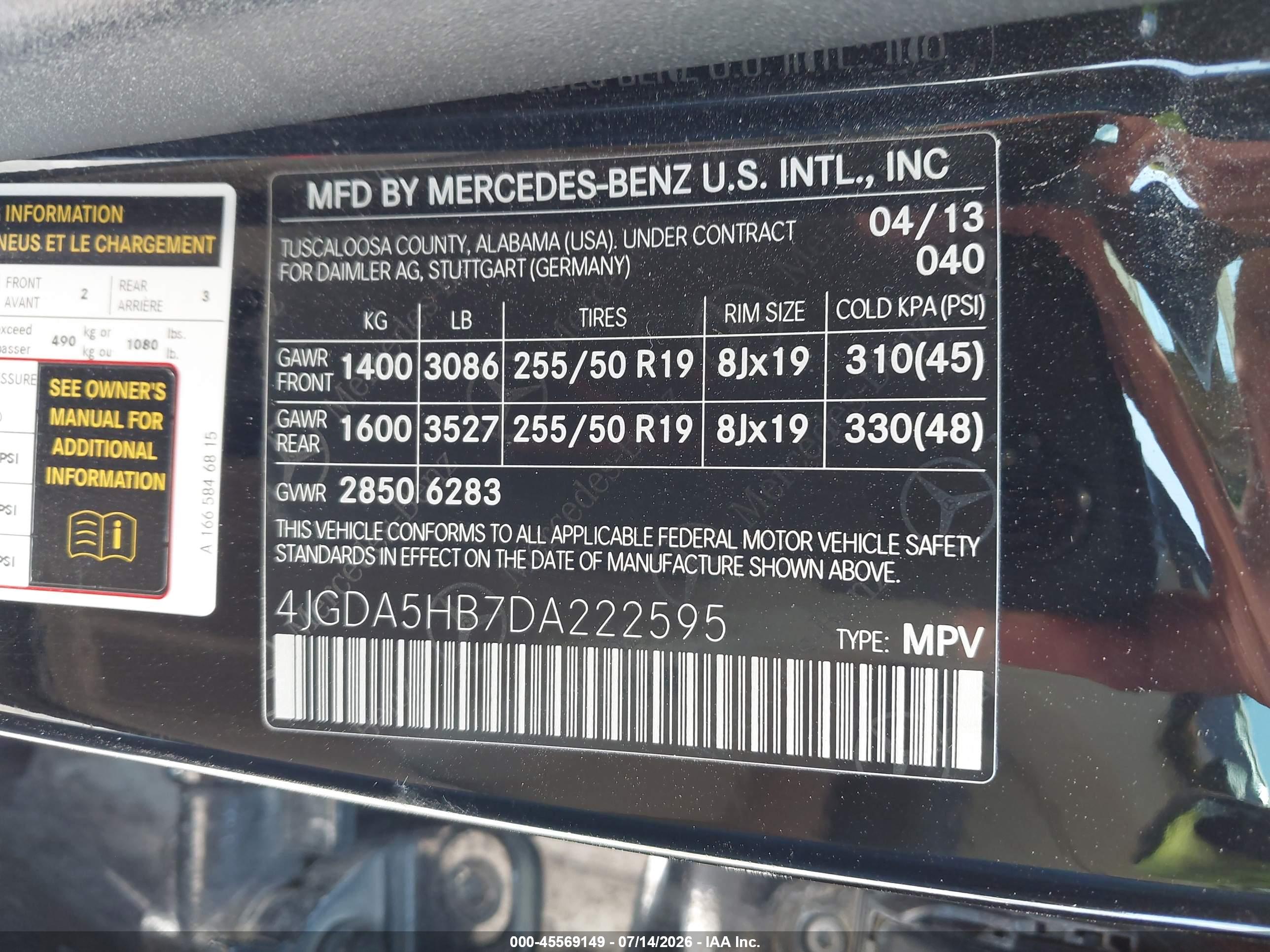 2013 MERCEDES-BENZ ML 350 4MATIC