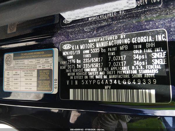 2020 KIA SORENTO 2.4L LX