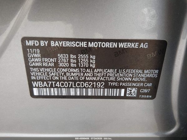 2020 BMW 740I XDRIVE