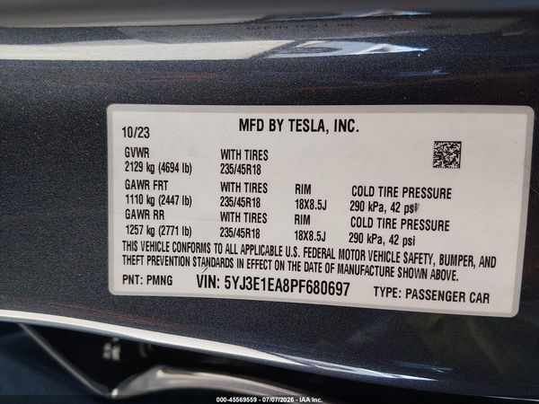 2023 TESLA MODEL 3 REAR-WHEEL DRIVE