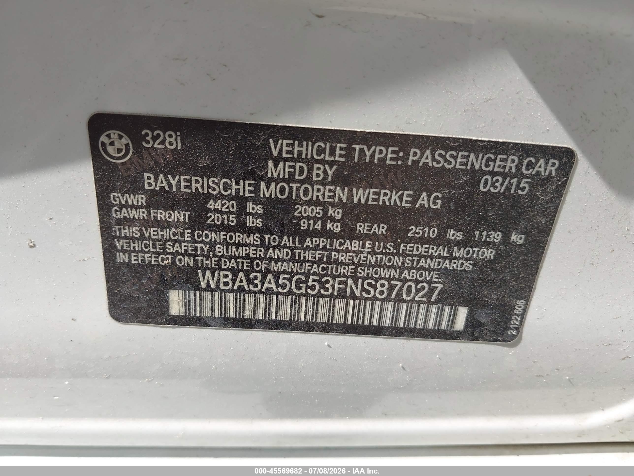 2015 BMW 328I SA