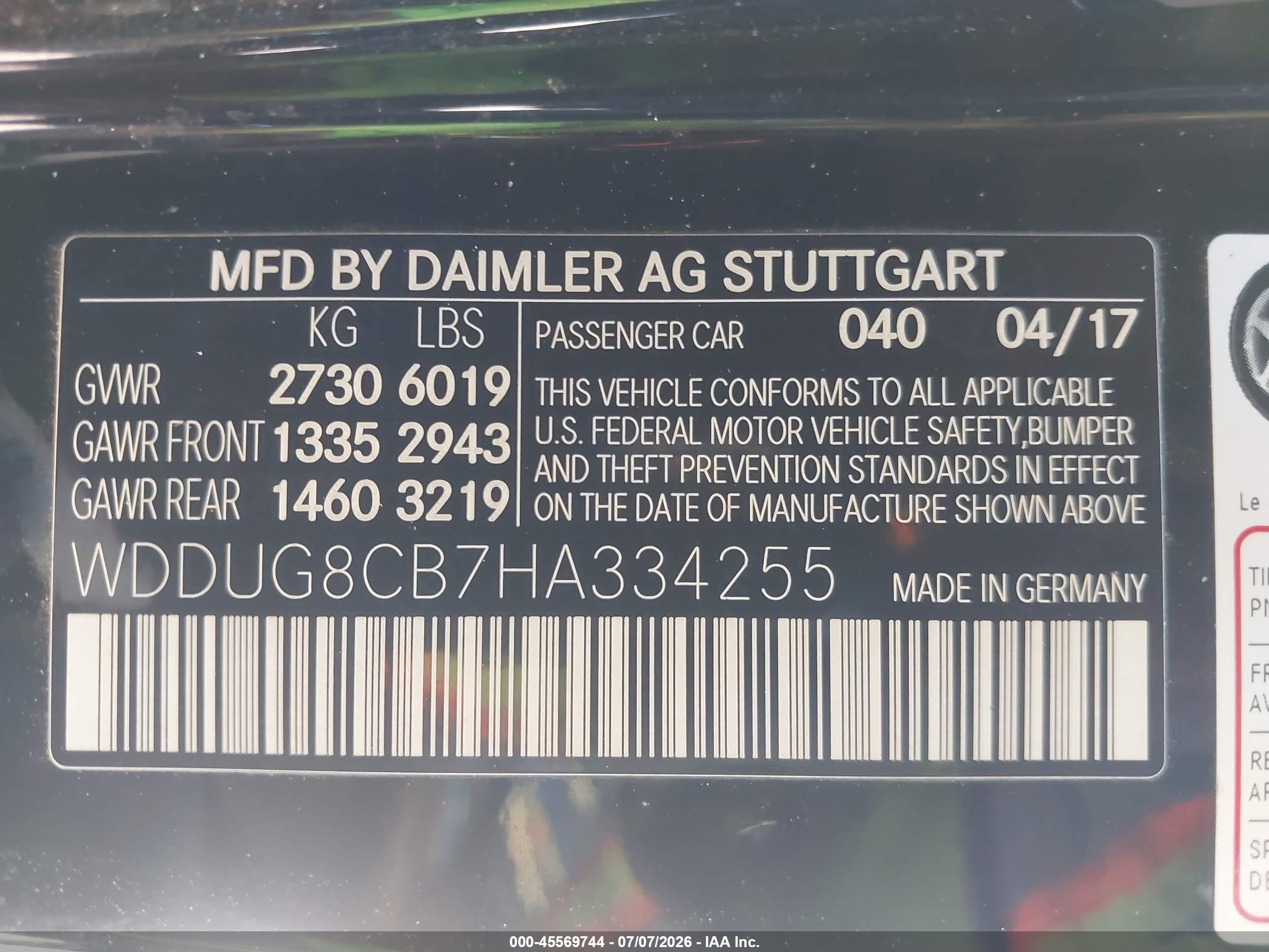 2017 MERCEDES-BENZ S 550 S550