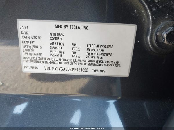 2021 TESLA MODEL Y