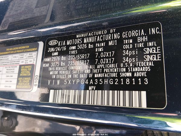 2017 KIA SORENTO 2.4L LX