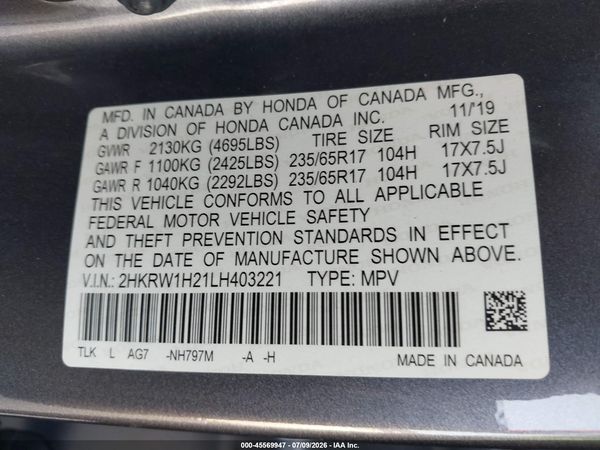 2020 HONDA CR-V 2WD LX