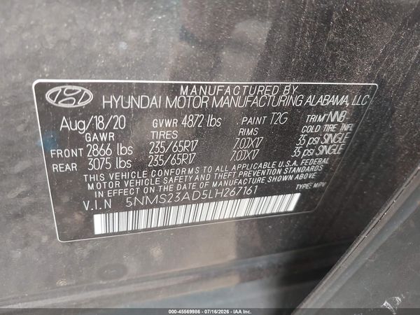 2020 HYUNDAI SANTA FE SE