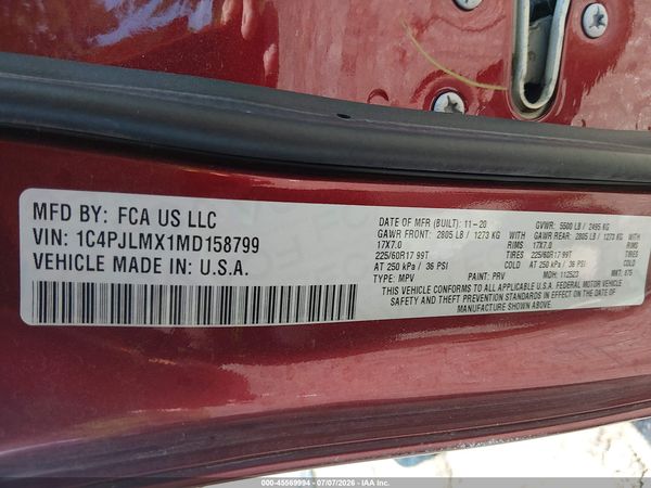 2021 JEEP CHEROKEE LATITUDE LUX FWD