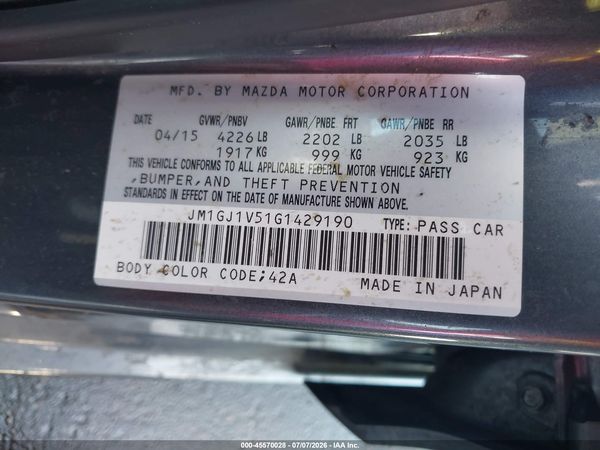 2016 MAZDA MAZDA6 I TOURING