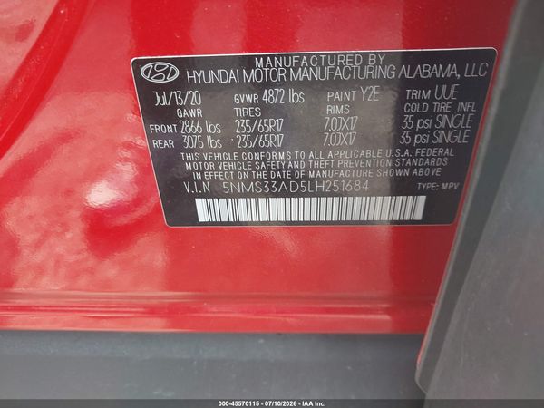 2020 HYUNDAI SANTA FE SEL