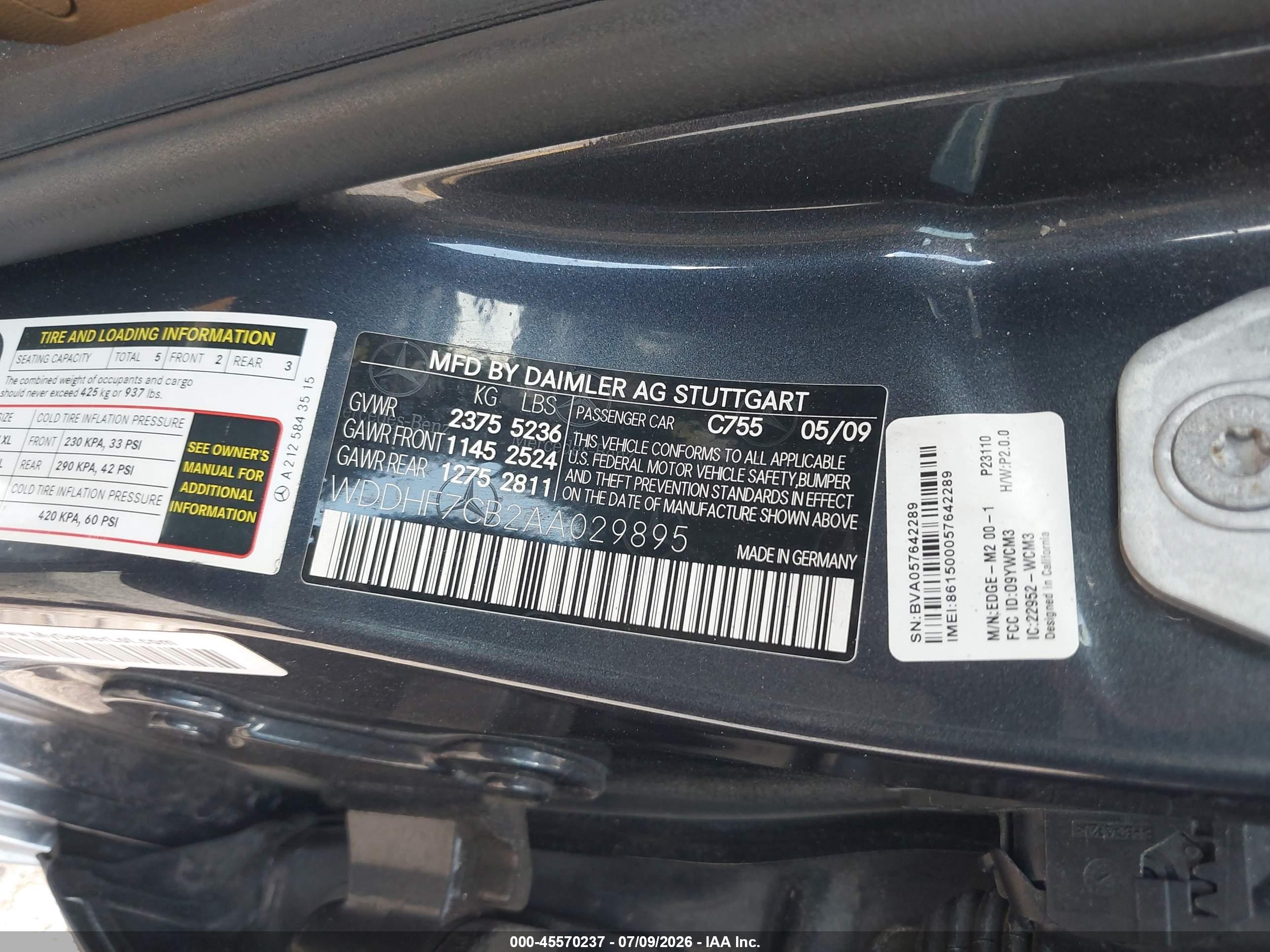 2010 MERCEDES-BENZ E 550 E550