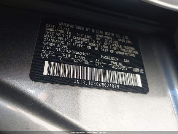 2019 NISSAN ROGUE SPORT S