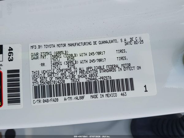 2025 TOYOTA TACOMA SR