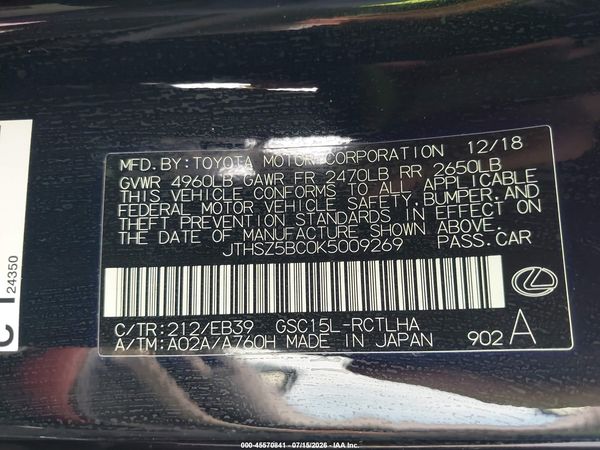 2019 LEXUS RC 350 F SPORT