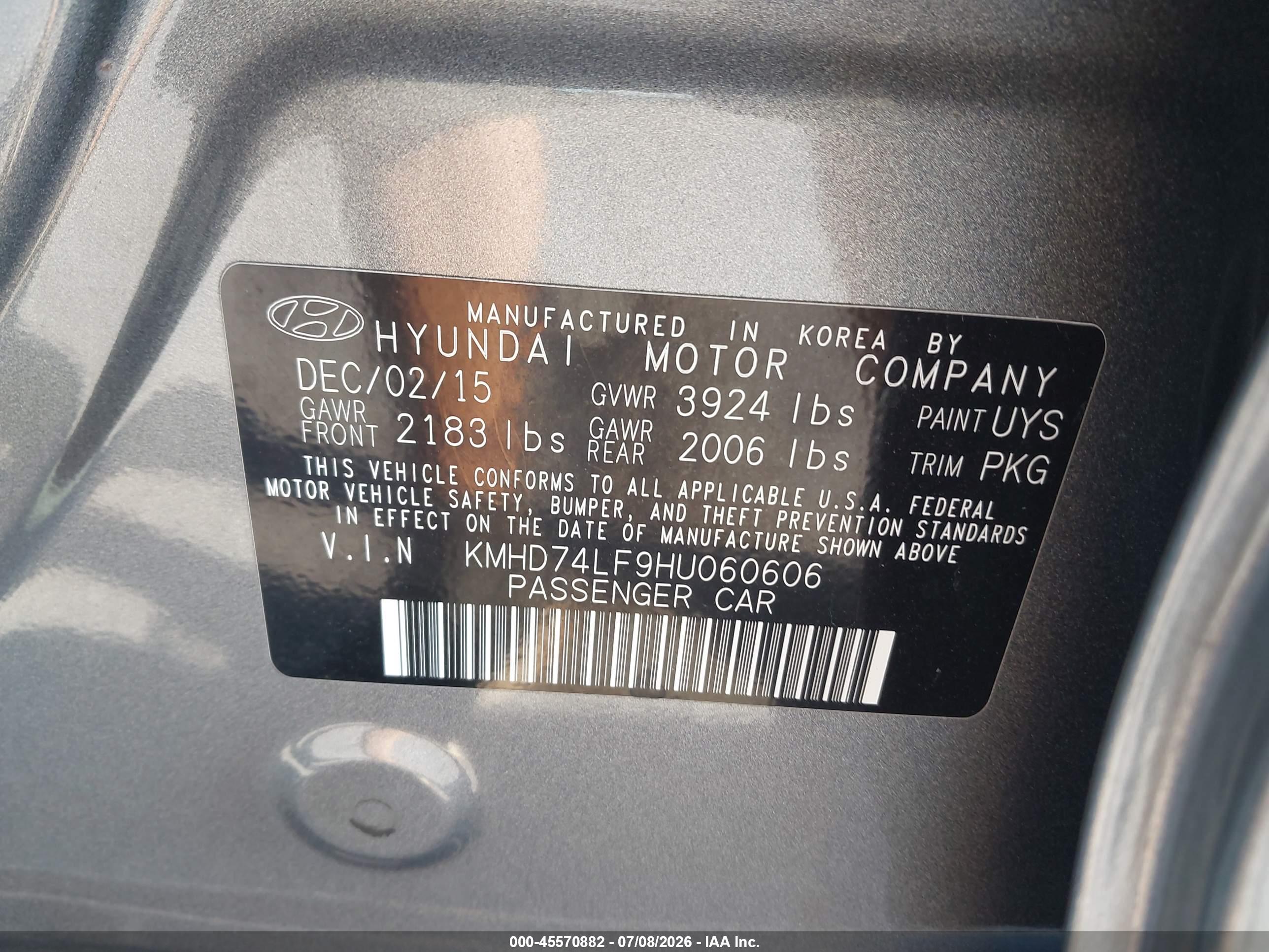 2017 HYUNDAI ELANTRA SE Base