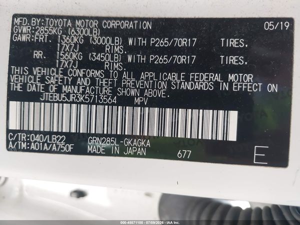 2019 TOYOTA 4RUNNER SR5 PREMIUM
