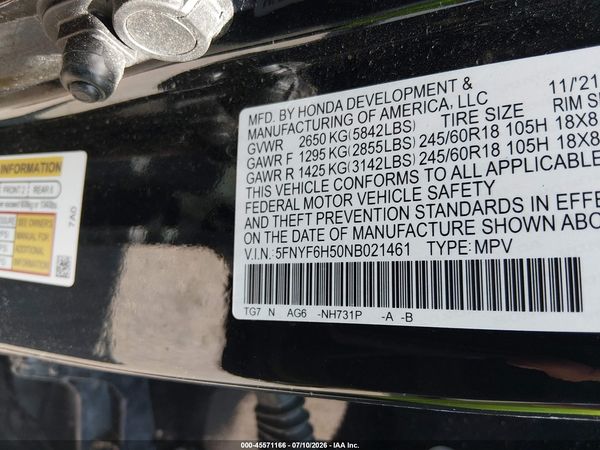 2022 HONDA PILOT AWD EX-L