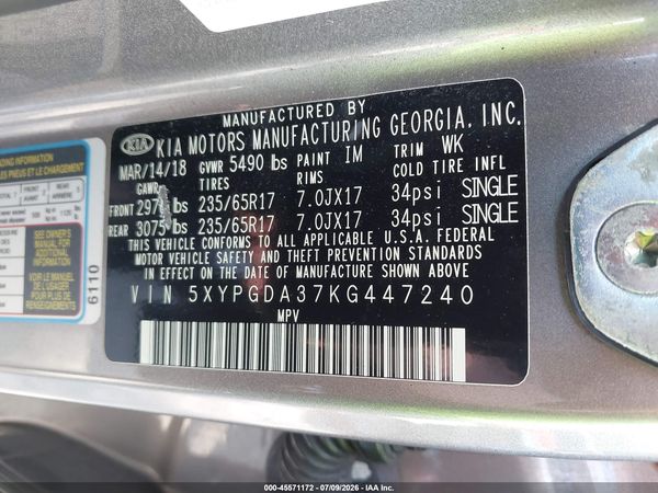 2019 KIA SORENTO 2.4L LX