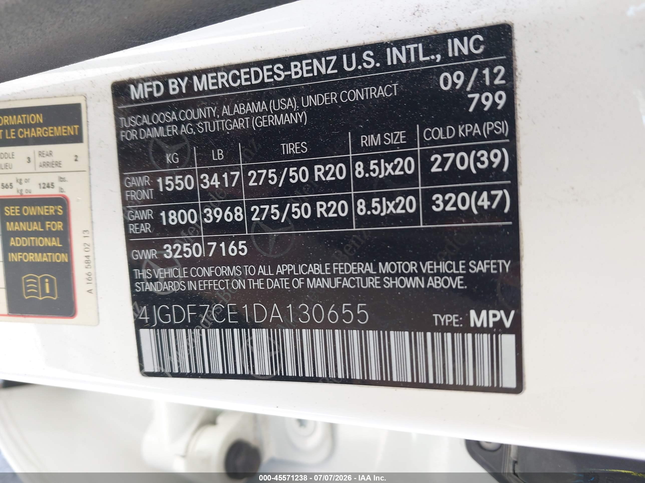 2013 MERCEDES-BENZ GL 450 GL450 4MATIC