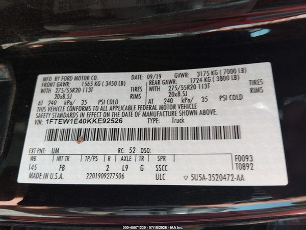 2019 FORD F-150 XLT