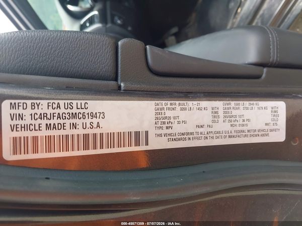 2021 JEEP GRAND CHEROKEE LAREDO X 4X4