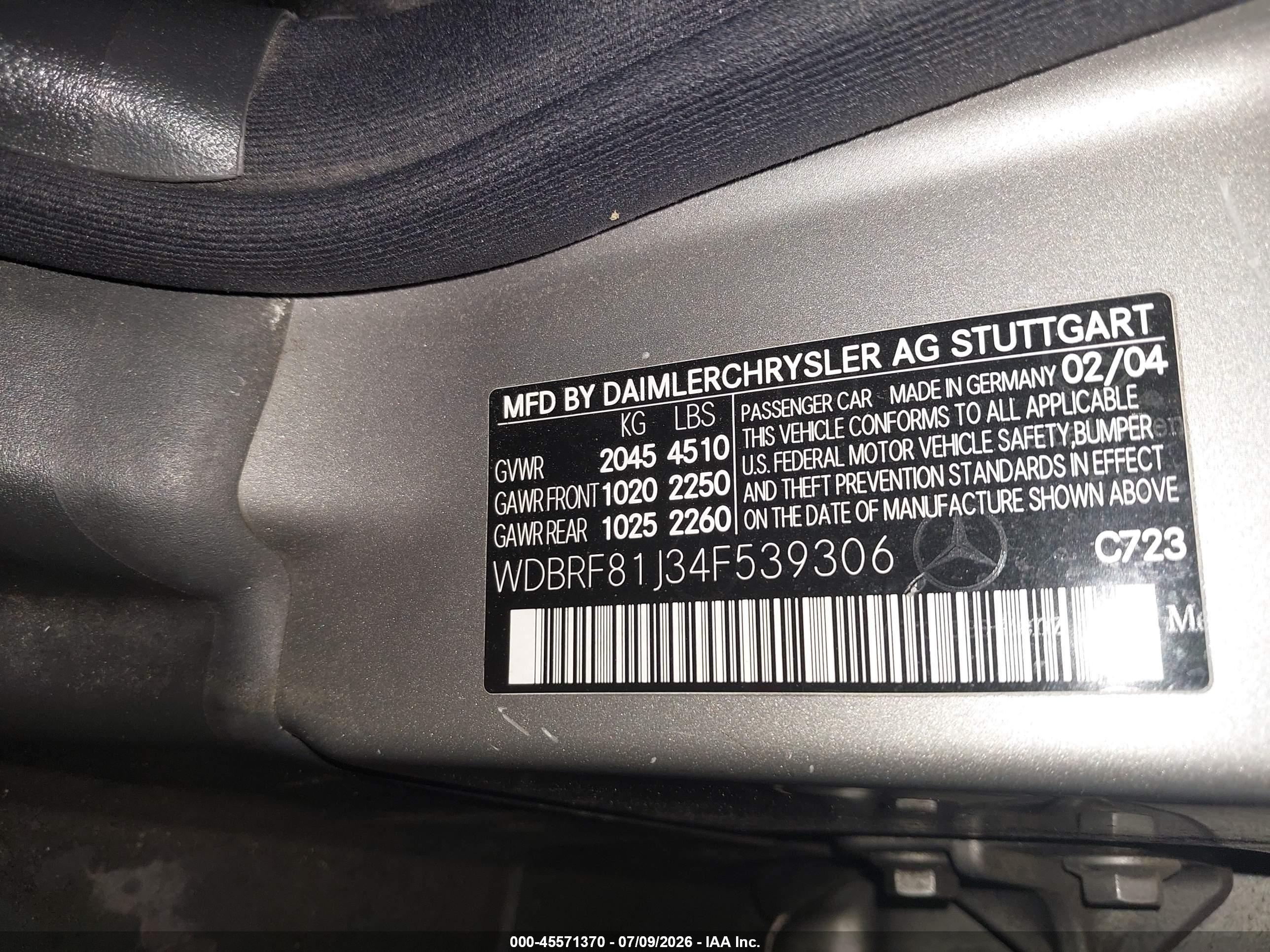 2004 MERCEDES-BENZ C 240 C240 4-Matic