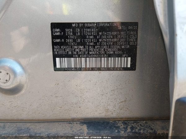 2022 SUBARU OUTBACK WILDERNESS