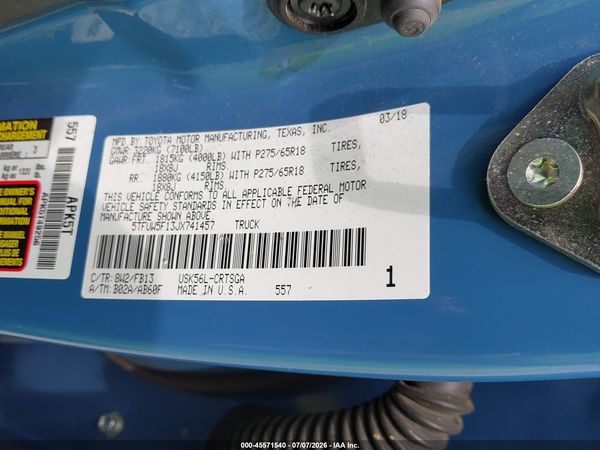 2018 TOYOTA TUNDRA SR5 5.7L V8