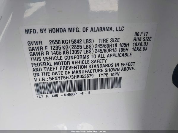 2017 HONDA PILOT EX-L
