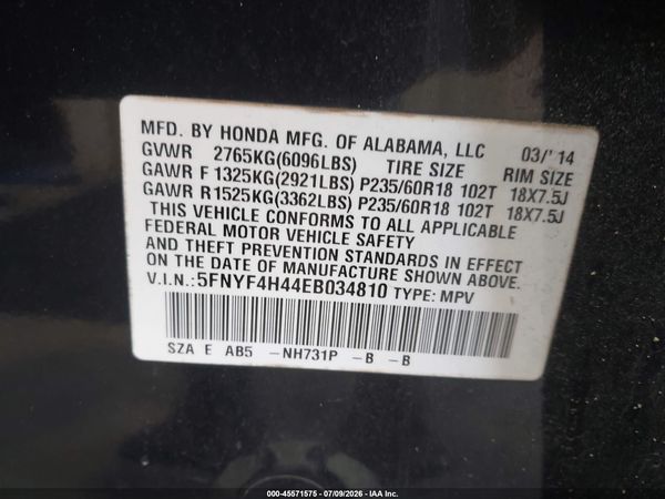 2014 HONDA PILOT EX