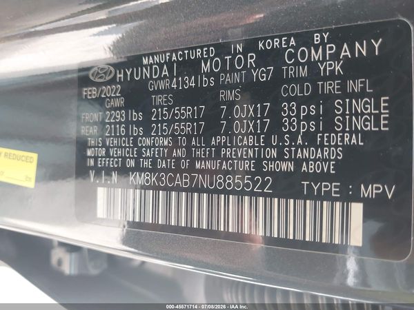 2022 HYUNDAI KONA SEL