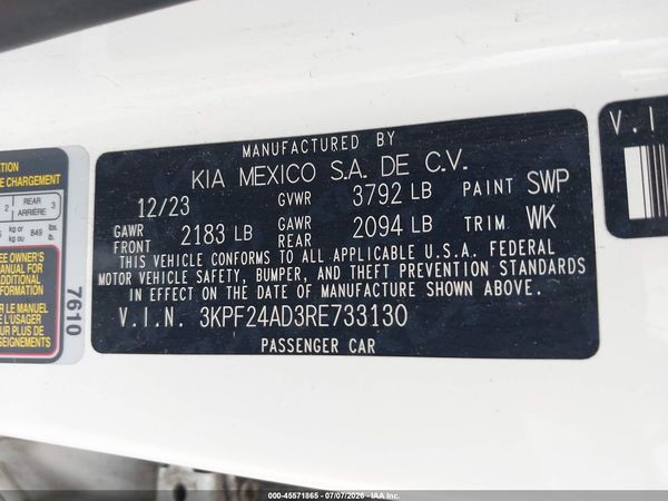 2024 KIA FORTE LXS