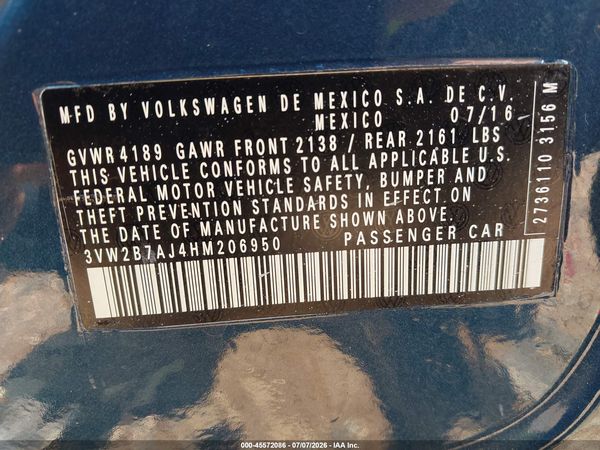 2017 VOLKSWAGEN JETTA 1.4T S — I9
