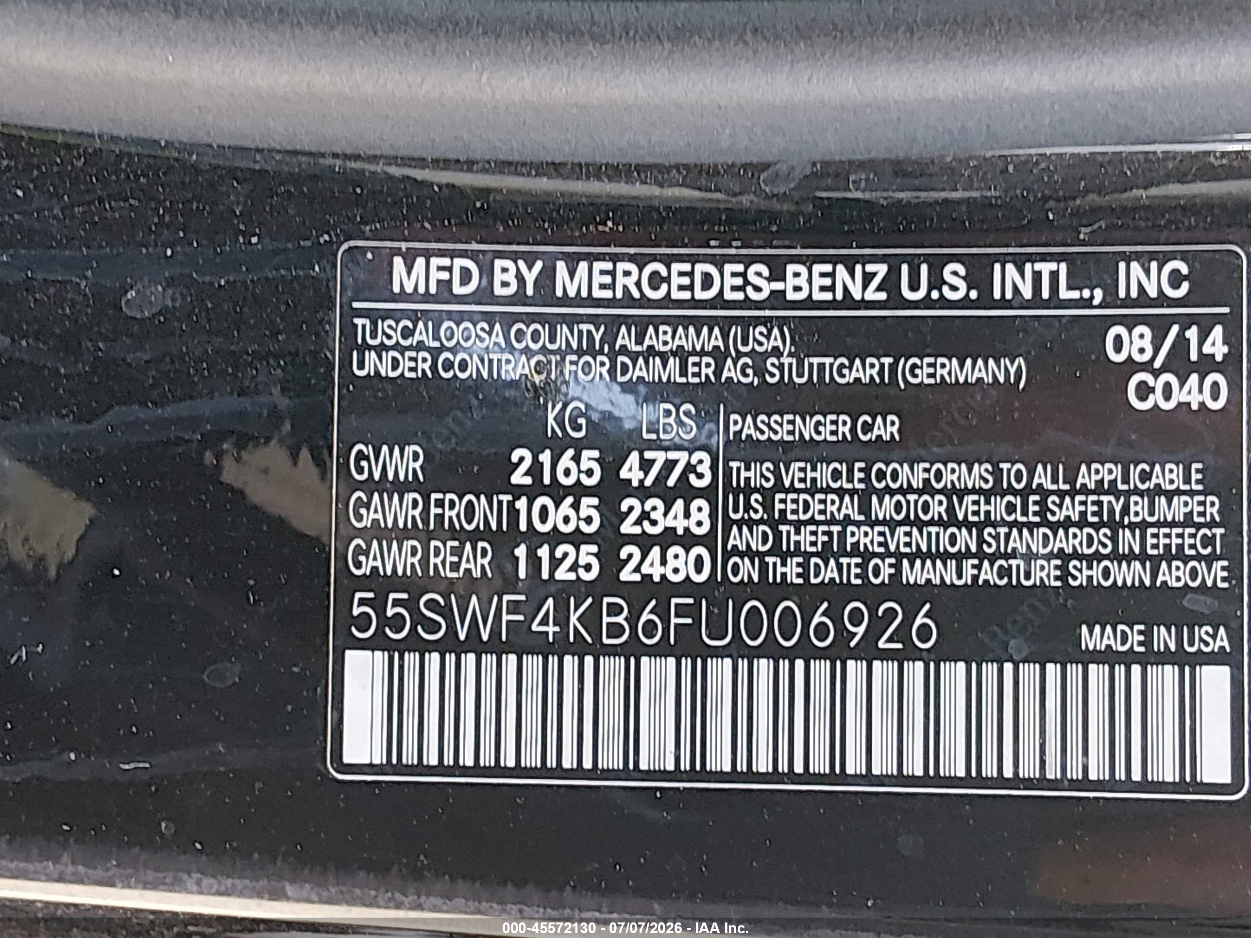 2015 MERCEDES-BENZ C 300