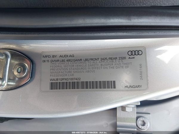 2016 AUDI S3 PREMIUM PLUS