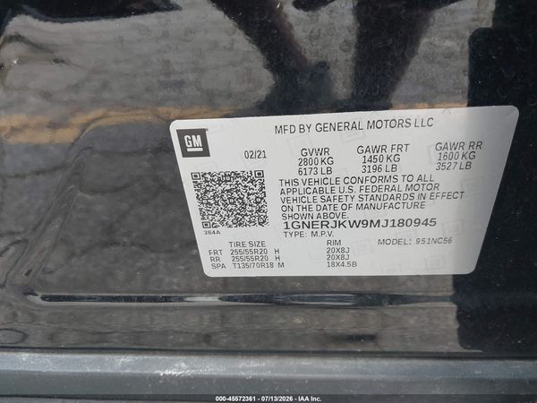 2021 CHEVROLET TRAVERSE FWD RS — I9