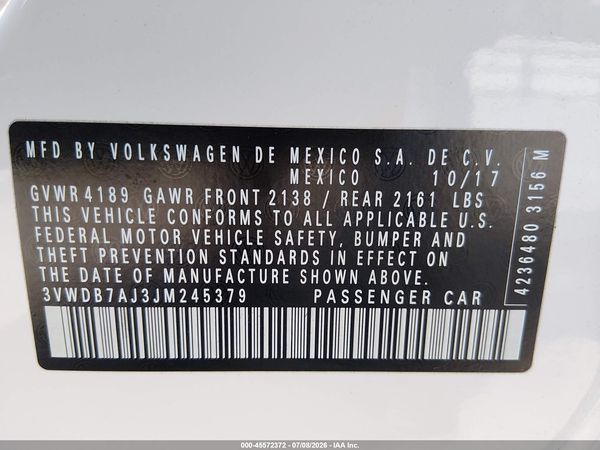 2018 VOLKSWAGEN JETTA — I9