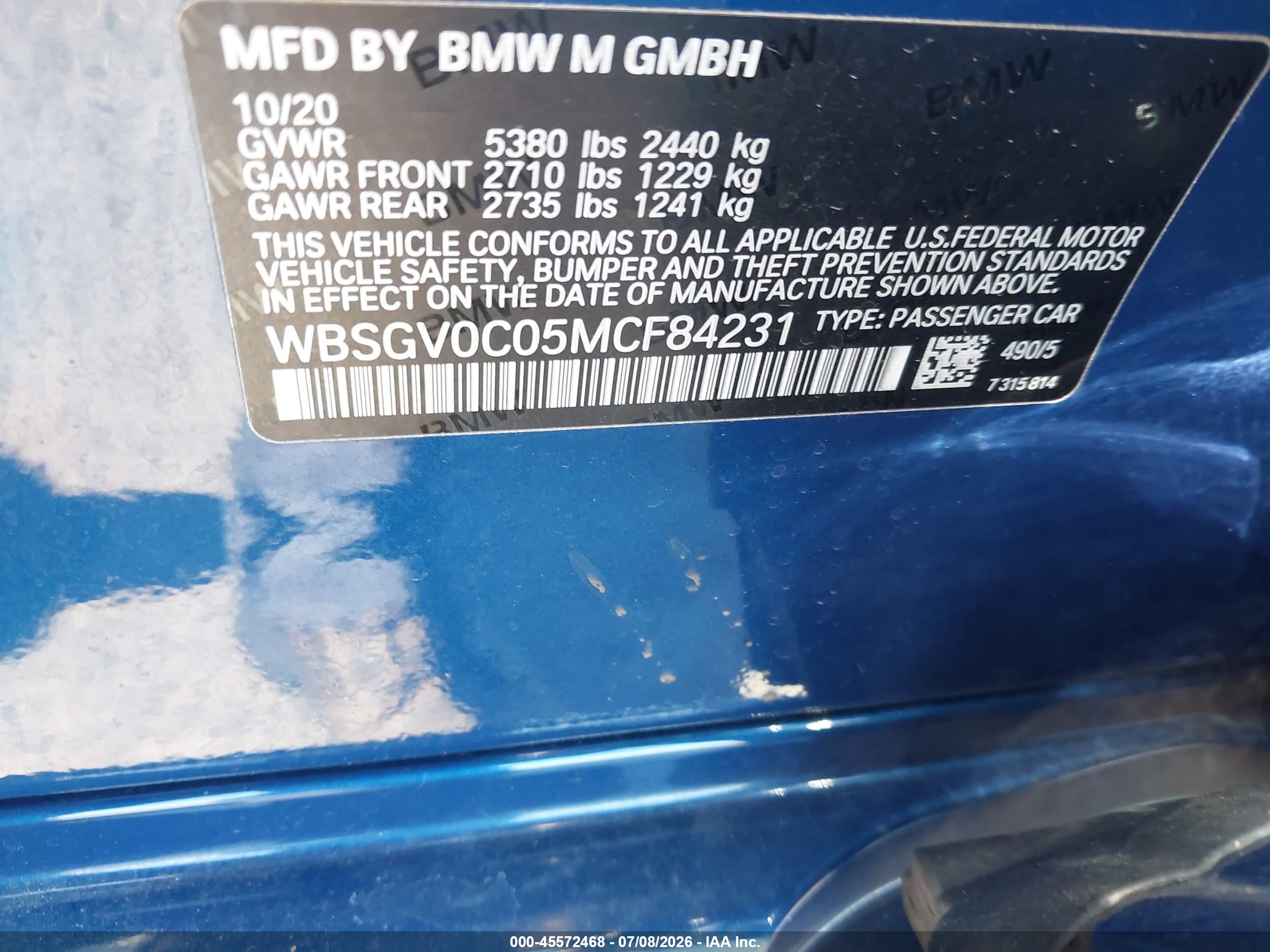 2021 BMW M8 GRAN COUPE M8 GC/M8 Competition GC
