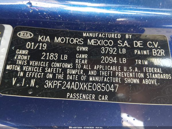 2019 KIA FORTE LXS